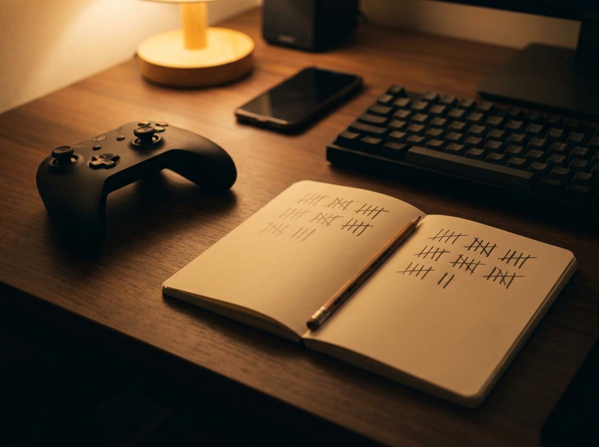 토큰 기록과 미션 기록을 나눈 노트와 게임 패드